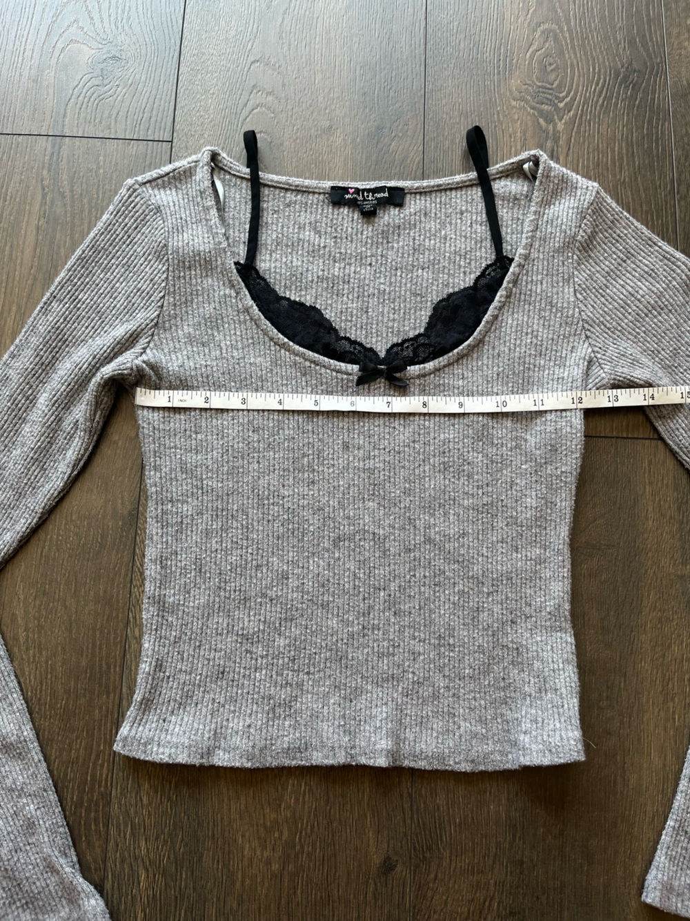 Mixed Thread Ribbed Long Sleeve Top - Picture 4 of 10
